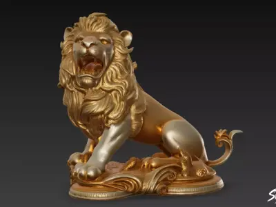 Lion Statue V28 Low-poly 3D model