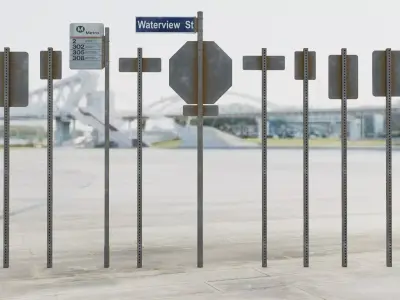 Urban City Street Signs Bundle 3D model