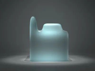 Armchair glass chair with light in middle Low-poly 3D model