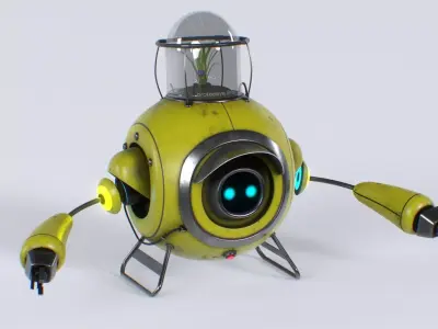 Planting Robot Sci-Fi Fantasy Character Low-poly 3D model