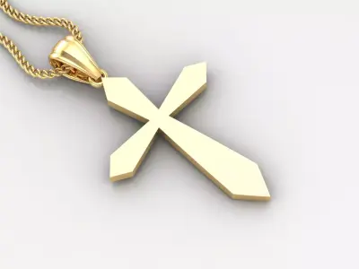 Light Gold 18K Cross Pendant 2CP013 3D print model