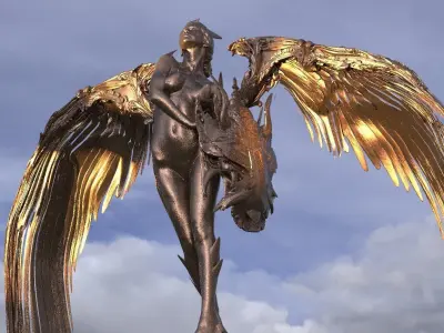 Atlantis Angel Female shield sculpture 7  3D model