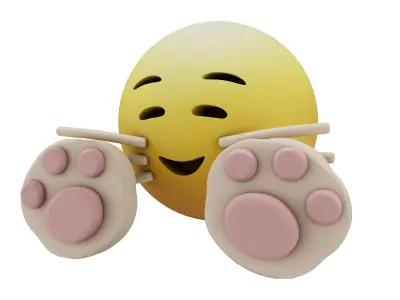 Cat Smiling Face With Cat Paw Emoji v1 005 Low-poly 3D model