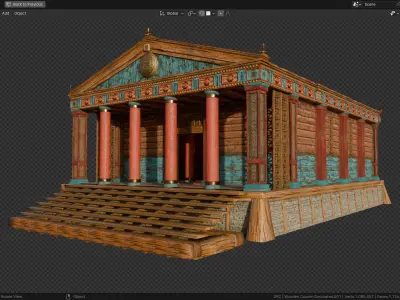 Ancient Greek Doric Wooden Temple Modular Pieces  3D model