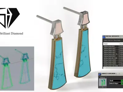 Modern Geometric Drop Earrings 3D CAD ge0057 3D print model