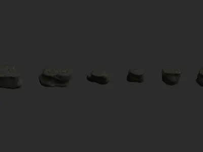 Short Flat Rocks - Cave 2 Low-poly 3D model