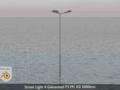 Street Light 4 Galvanized F3 M1 K0 5000mm  Low-poly 3D model