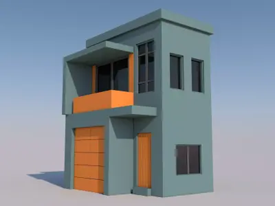 Modern House Low-poly 3D model 9