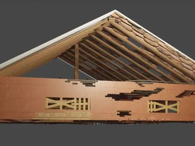 House wooden with pieces 3D model