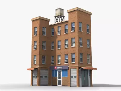 Apartment Building x5 Low-poly 3D model