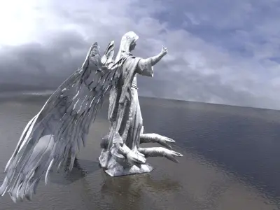 Nephilim Angel statue with serpants 3D model