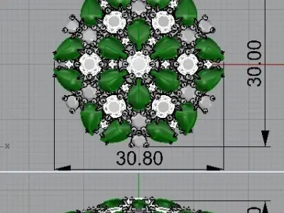 Pendant Fusion Flowers Full - Jewelry 3D - PG-03 3D print model