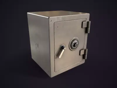 Old safe with money Low-poly 3D model