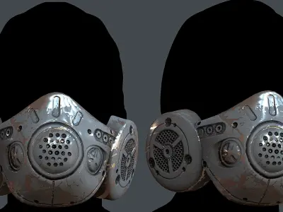 Gas mask helmet 3d model scifi Low-poly Low-poly 3D model 5