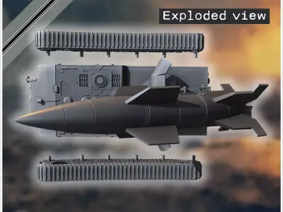 E-100 mit Raketenwerfer V-4 Boden-Boden Rakete rear version Entw 3D print model