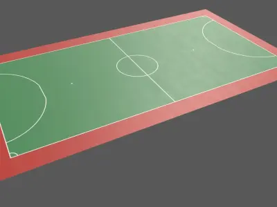 PBR Soccer and Football Court Floor Low-poly 3D model