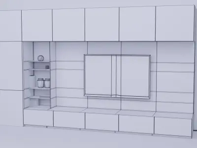 TV Unit with Decors Low-poly 3D model