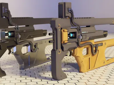 Sci-fi Rifle  Low-poly 3D model