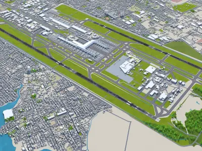 Bogota EL Dorado Airport 10km Low-poly 3D model