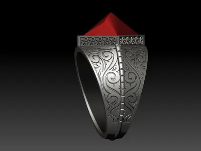 MAN RING WITH GEM 3D print model