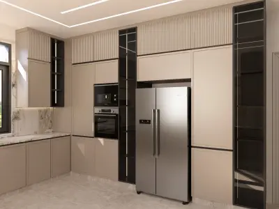 Modern Minimalist Kitchen 3D Model scene Low-poly 3D model