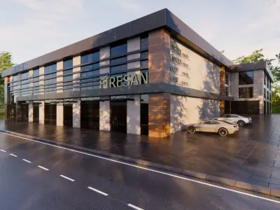 Factory Exterior scene Low-poly 3D model