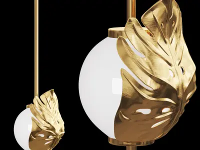 Pendant lamp Gold Monstera Leaf 3D model