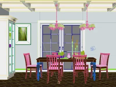 Dining room scene 3D model