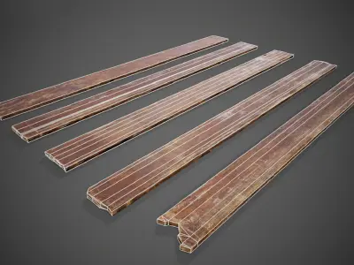 Wooden planks 13 pieces Model Collection Low-poly 3D model