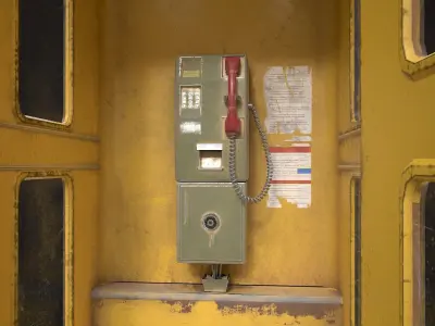 Phonebooth telephone booth Low-poly 3D model