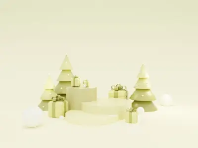 Christmas trees podium for product presentation 3D model