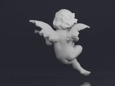 001518 Heavenly Melodies Angel with Mandolin 3D print model