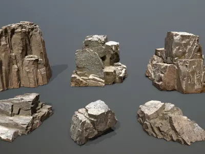 ancient Egyptian rocks with hieroglyphic  Low-poly 3D model