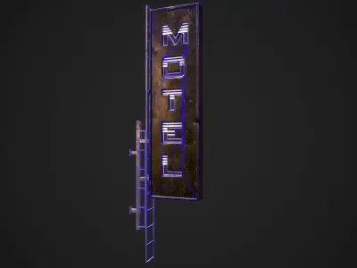 MoTel Neon signs Cyberpunk  Optimized FOr games  Low-poly 3D model