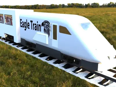 Train interior of with seats 3D model