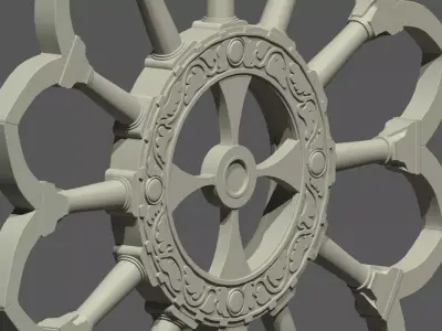 Italian church window stone cross 3D model