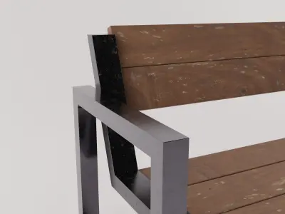 Wood Bench Low-poly 3D model buy