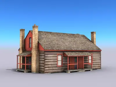 Wooden House Building Low-poly 3D model