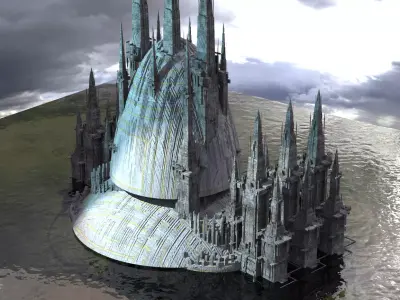 Ancient  Sci-fi Winter city 2 Kitbash 3D model