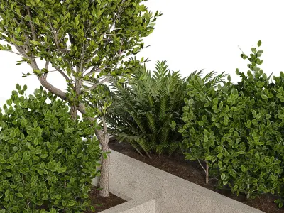 Urban Furniture with plant-set 03 3D model