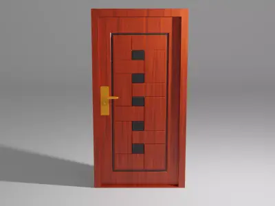 wooden door Low-poly 3D model get