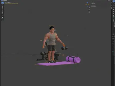Cartoon Sports Gym Fitness Man  Low-poly 3D model