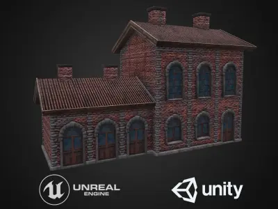 Medieval house Low-poly 3D model