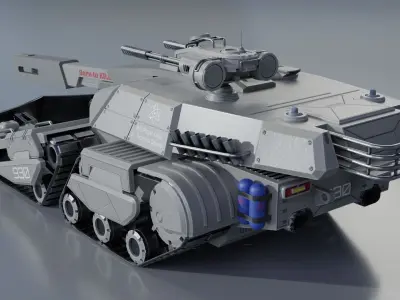 Sci-Fi Low Poly Tank GameReady 3D Model Low-poly 3D model