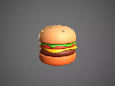 Burger Cartoon Low-poly 3D model