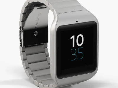 Sony SmartWatch 3 Silver Low-poly 3D model