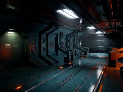 Modular Sci-fi Corridor Kitbash - 3ds Max and UE5 3D model