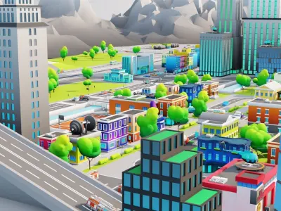 Cartoon City Pack Modular Low Poly Urban Assets Low-poly 3D model