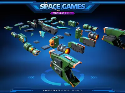 SPACE Games - Modular Parts Low-poly 3D model