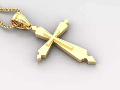 Light Gold 18K Cross Pendant 2CP038 3D print model